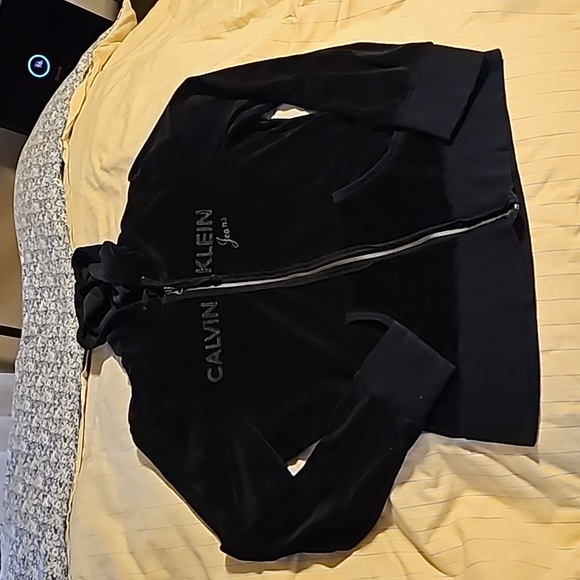 Calvin Klein Black Velour Jacket Size XL - Picture 5 of 12